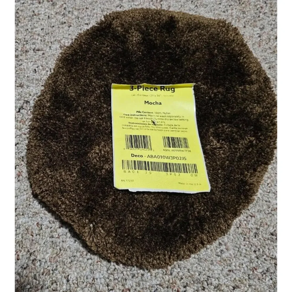 NEW Deco Lid ONLY Contour 21 x 34 Shaggy Nylon Washable Bathroom Mocha